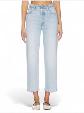 Levi's Ribcage Straight Ankle Jeans - Light Blue Denim